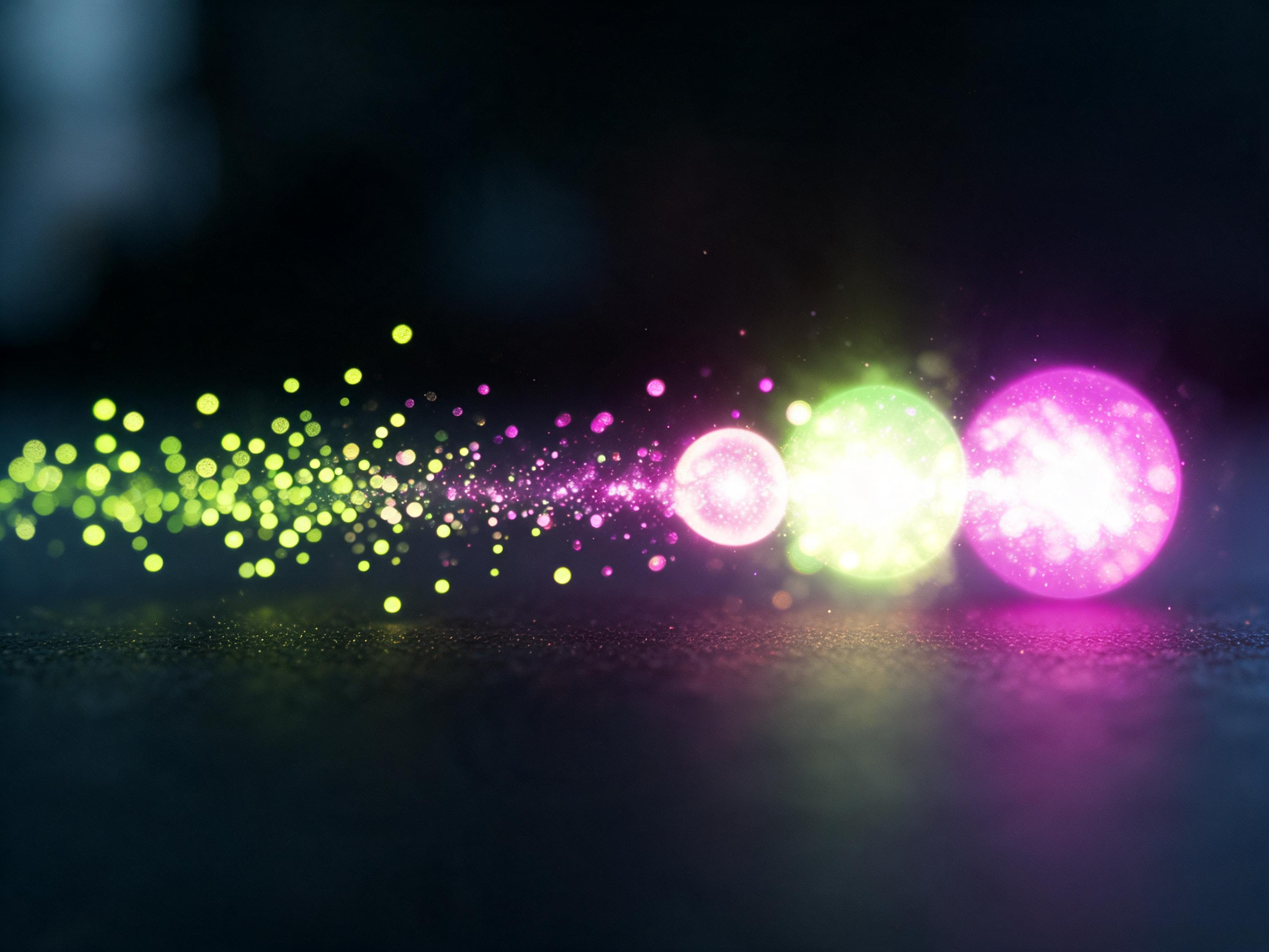 Abstract illustration of small dots along a timeline merging into a few larger circles, representing clicks being grouped into buckets.